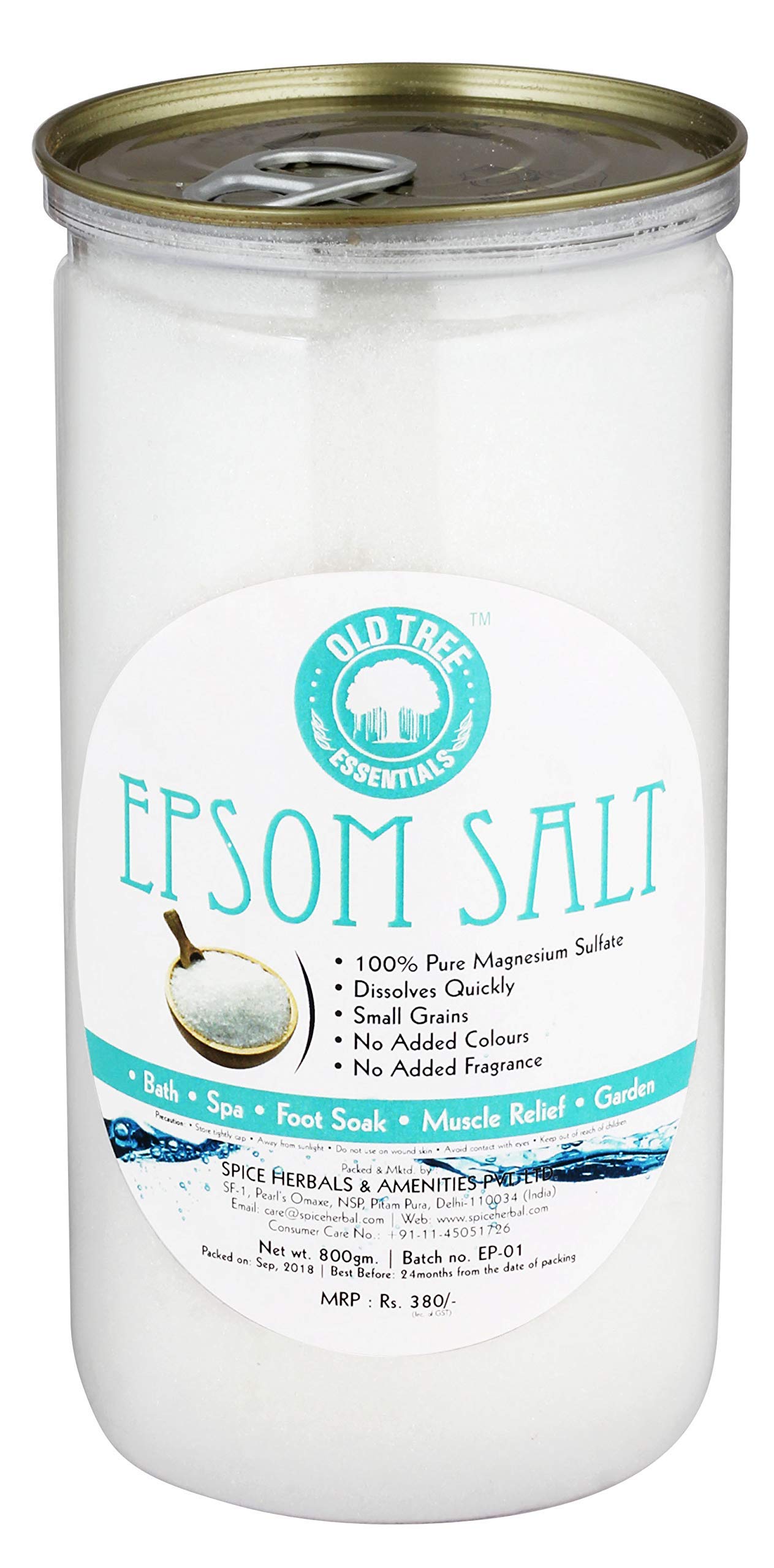 Old Tree Epsom Bath Salt Granules for Muscle Relief & Pain Relief - 800G Magnesium Sulfate Crystals - Relaxing Bath Soak for Sore Muscles, Stress Relief & Better Sleep