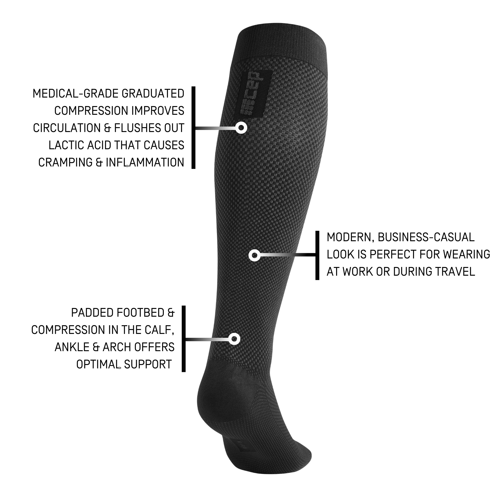 CEP Men’s Allday Knee High Compression Wool Socks for Business, Dress & Travel - Moisture Wicking, Arch Support & Pain Relief - Perfect for Office, Flying & Long Workdays
