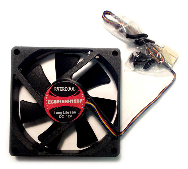 Evercool 80x80x15mm 12V PWM Cooling Fan with 4-Pin Connector - High Performance PC Case Fan for Computer, Gaming Rig & Server Cooling - EC8015HH12BP