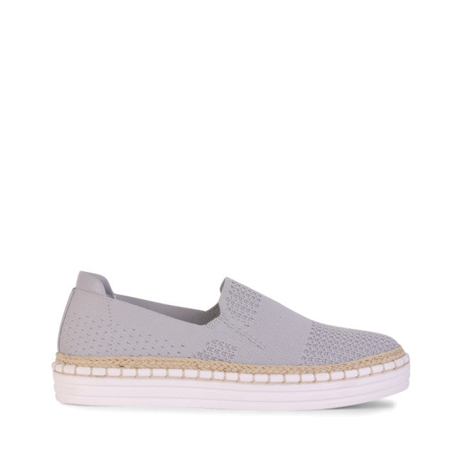 Queen Slip On Sneakers - Grey Knit Women's Comfortable Walking Shoes | Casual Fashion for Everyday Wear, Travel & Work