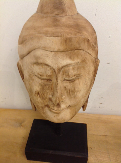 15 Handcrafted Mongolian Wooden Masks on Stand - Authentic Home Decor for Wall Display & Cultural Art Collection