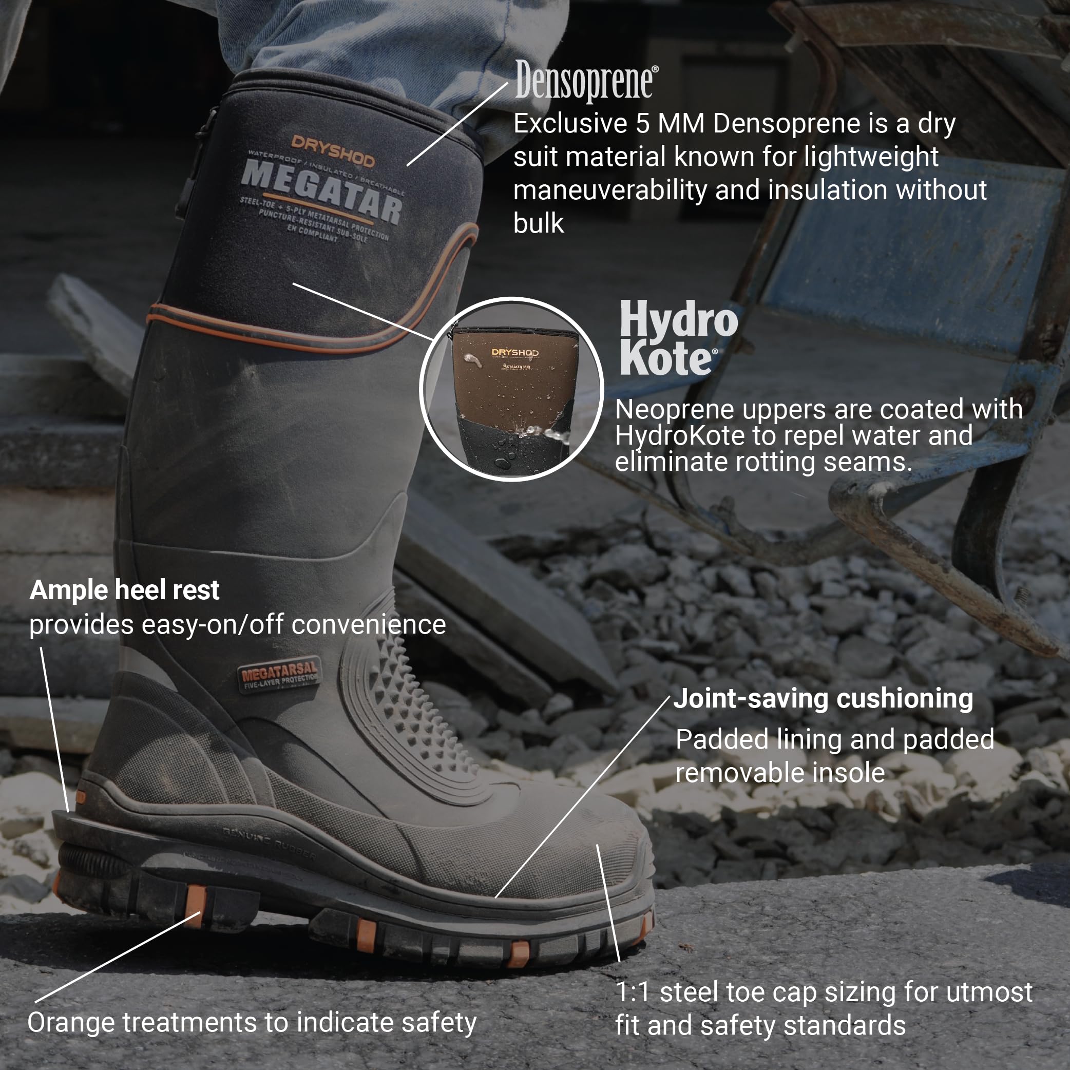 Dryshod Men's Megatar Met Guard Steel Toe Work Boots - Waterproof Safety Shoes for Construction, Warehouse & Outdoor Work