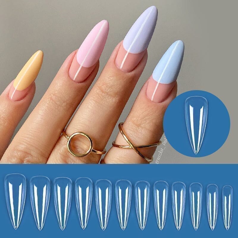 120pcs M Oval Half Matte Clear False Nail Tips - 14 Sizes for DIY Manicure, Nail Art & Salon Use - Perfect for Parties, Weddings & Special Occasions