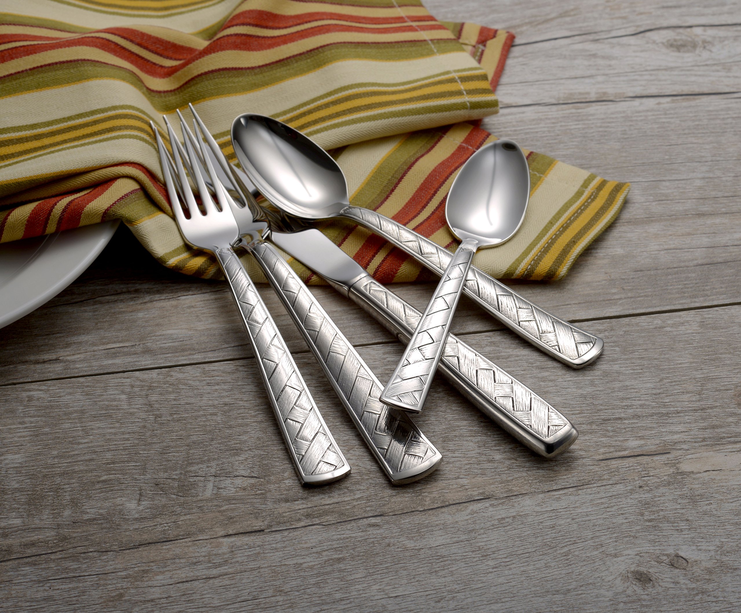 Liberty Tabletop Weave 45-Piece Flatware Set for 8 - Premium Stainless Steel Cutlery Set Made in USA - Perfect for Dinner Parties, Weddings & Everyday Dining