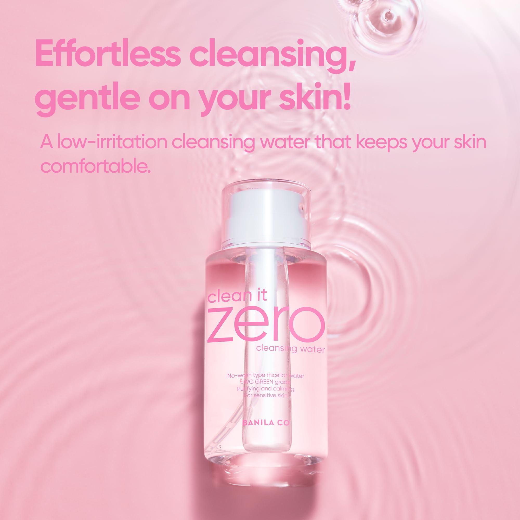 Banila Co Clean It Zero Pure Cleansing Water - Gentle Micellar Cleanser for Sensitive Skin | Oil-Free Makeup Remover & Facial Cleanser (310ml/10.48oz) | Perfect for Travel, Daily Skincare & Quick Makeup Removal