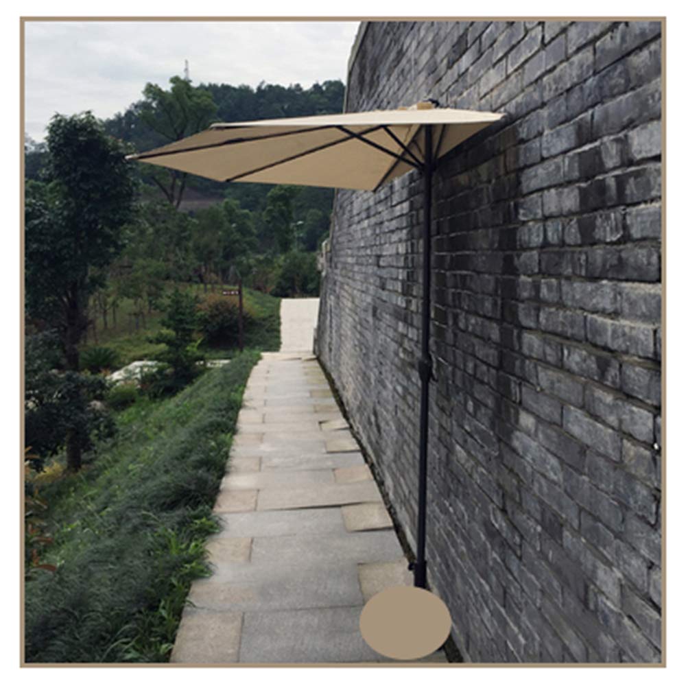 2.7m Half Garden Balcony Umbrella with Crank - Semi-Circular Creamy-White Outdoor Patio Parasol for Sun Protection | Perfect for Backyard, Poolside, and Cafe Use