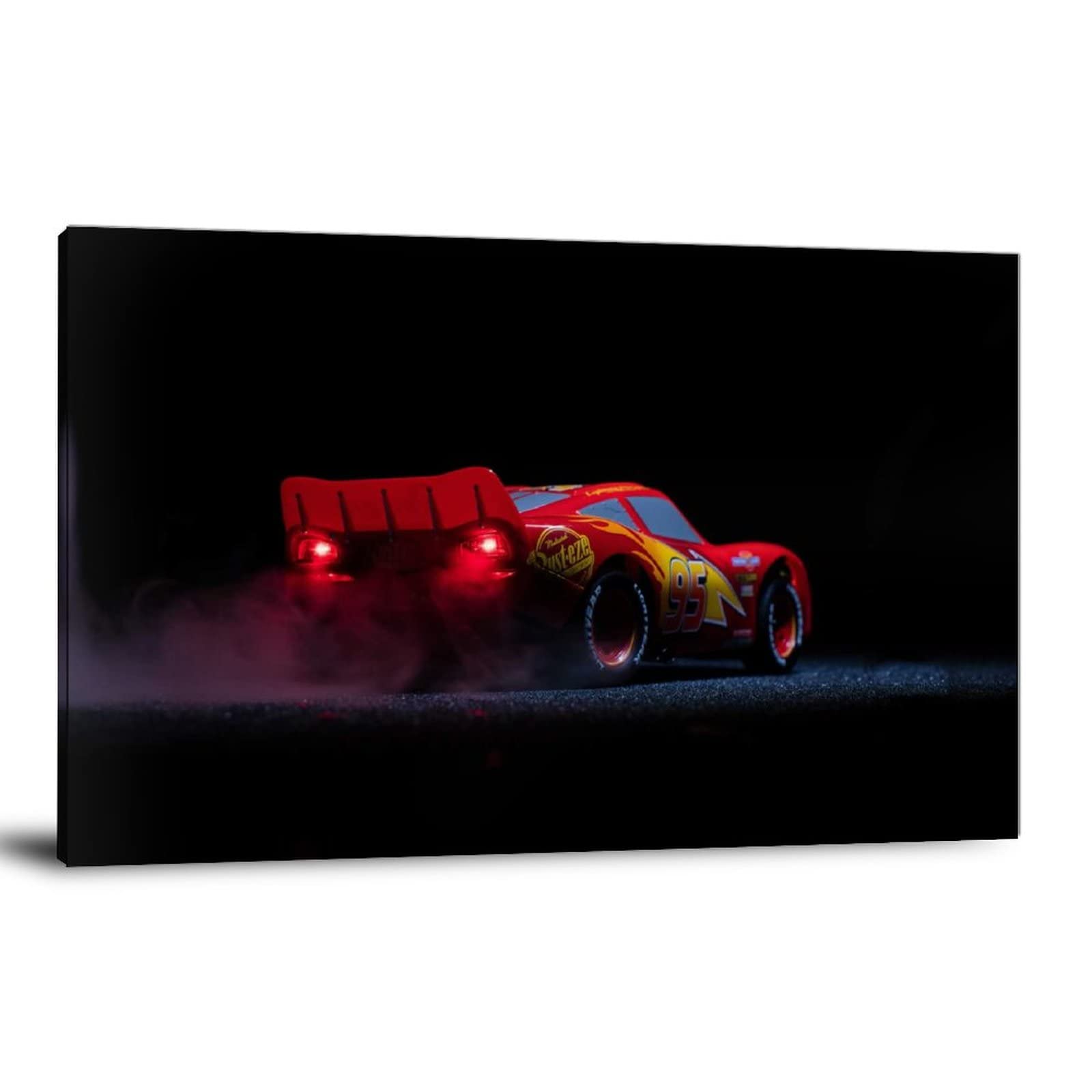 Lightning McQueen Cars Canvas Wall Art - Modern Kids Bedroom Decor, Disney Pixar Movie Poster Print for Living Room & Nursery - Perfect Gift for Boys & Girls