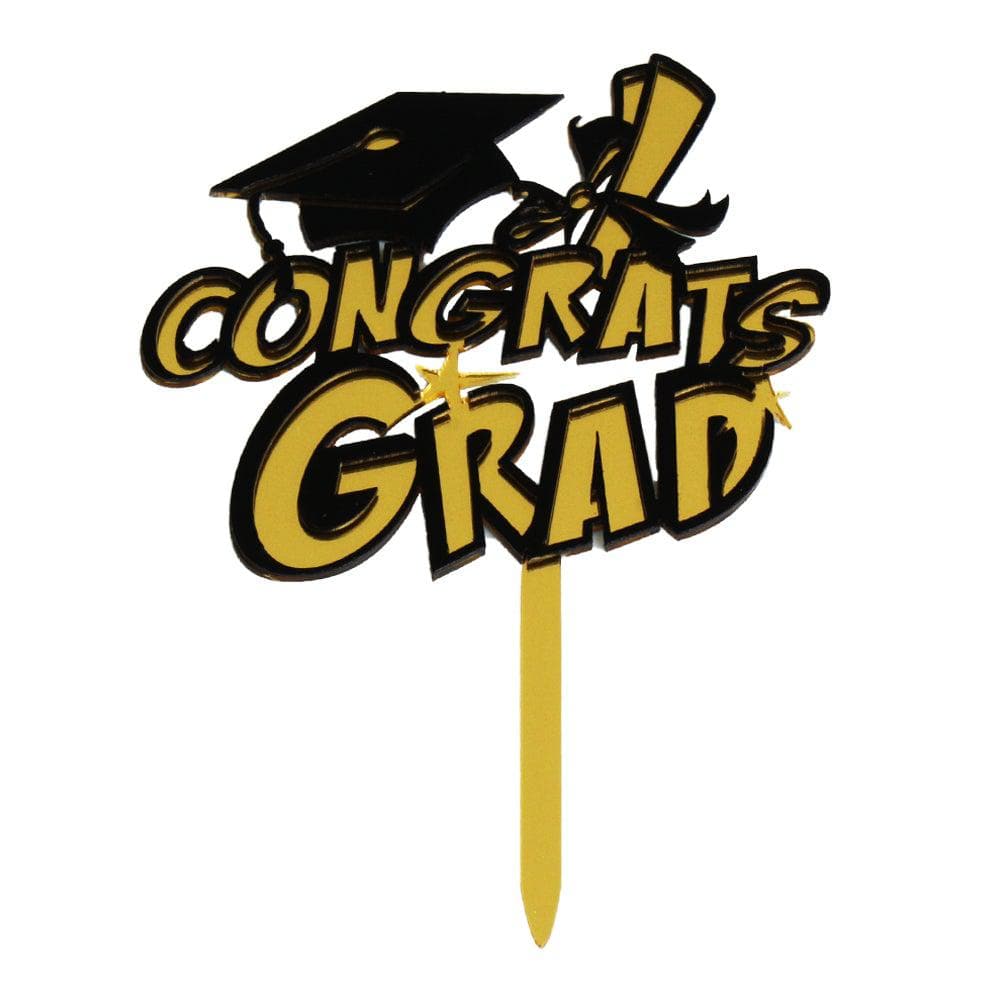 Graduation Cake Topper - Congrats Grad Decorations for Graduation Party, Commencement Ceremony & Celebration - Perfect for Cakes, Cupcakes & Desserts