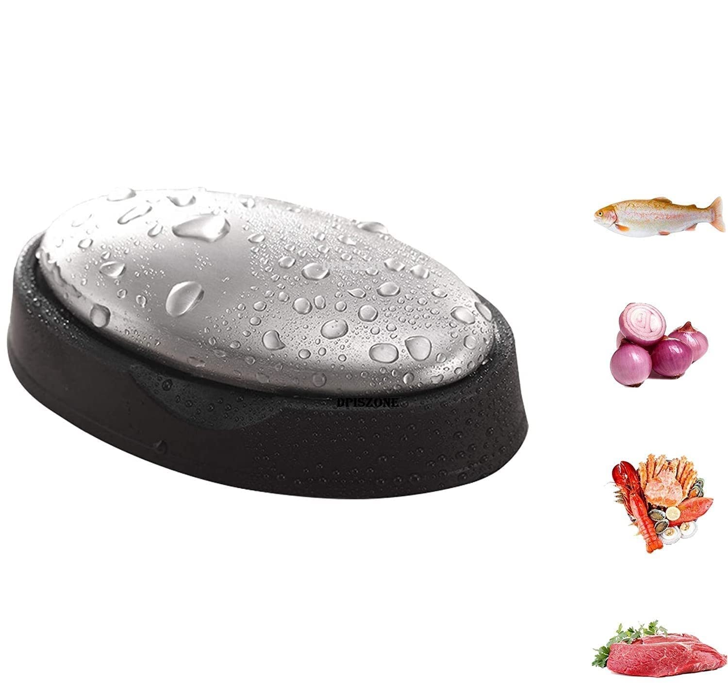 DPISZONE Stainless Steel Soap Odor Remover Bar - Eliminates Onion, Garlic & Fish Smells - Kitchen Deodorizing Soap with Holder - Perfect for Cooking & Food Prep