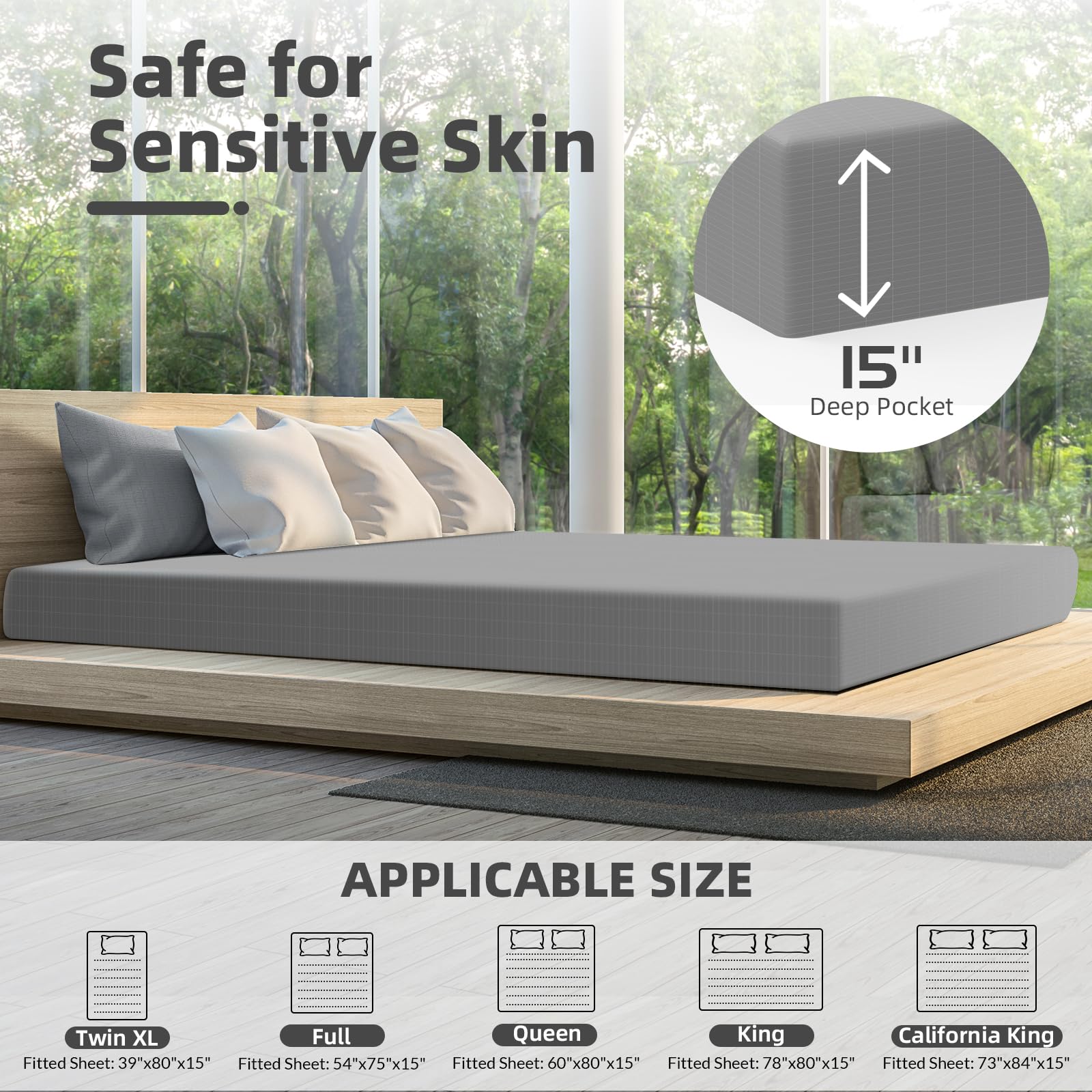 Organic Grounding Sheet - 90% Cotton + 10% Pure Silver Conductive Bed Sheet for Better Sleep & Pain Relief - Earth Connected Therapy Bedding (Gray, 39.4
