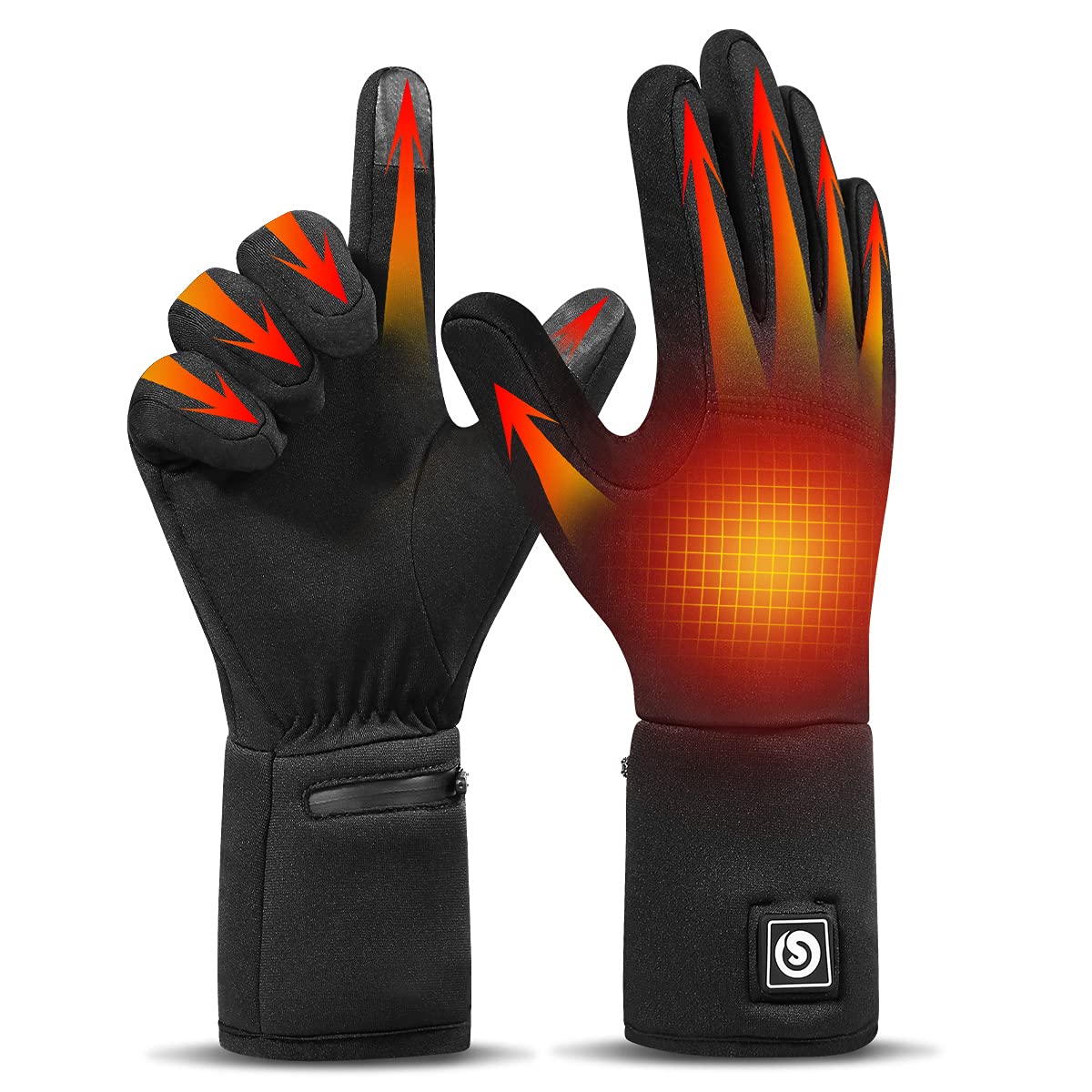 SAVIOR HEAT Rechargeable Electric Heated Gloves for Men & Women - Ultra-Thin Battery-Powered Hand Warmers with Touchscreen Compatibility - Winter Thermal Gloves for Skiing, Hiking, Motorcycling & Outdoor Activities (Black)