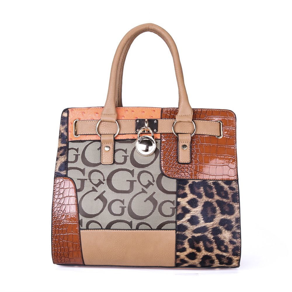 Stylish Women's Brown Leather Tote Bag with Contrast Color Design - Large Capacity Shoulder Bag for Work, Travel & Everyday Use