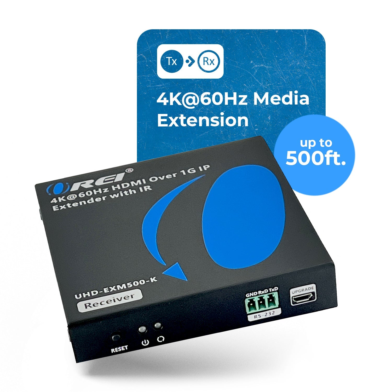 4K HDMI Extender Over Cat6/7 Cable - 500ft Long Range with IR & RS-232 Control (UHD EXM500 K) - Perfect for Home Theater, Conference Rooms & Digital Signage