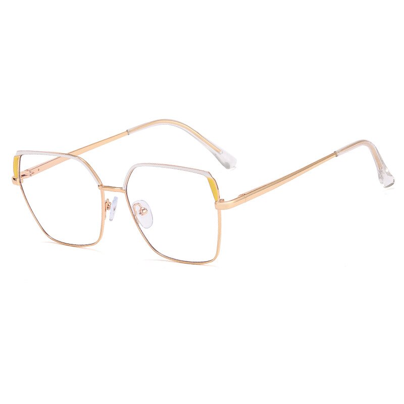 CCspace Women's Full Rim Square Cat Eye Titanium Alloy Eyeglasses 55574 - Stylish & Lightweight Frames for Work, Reading & Fashion