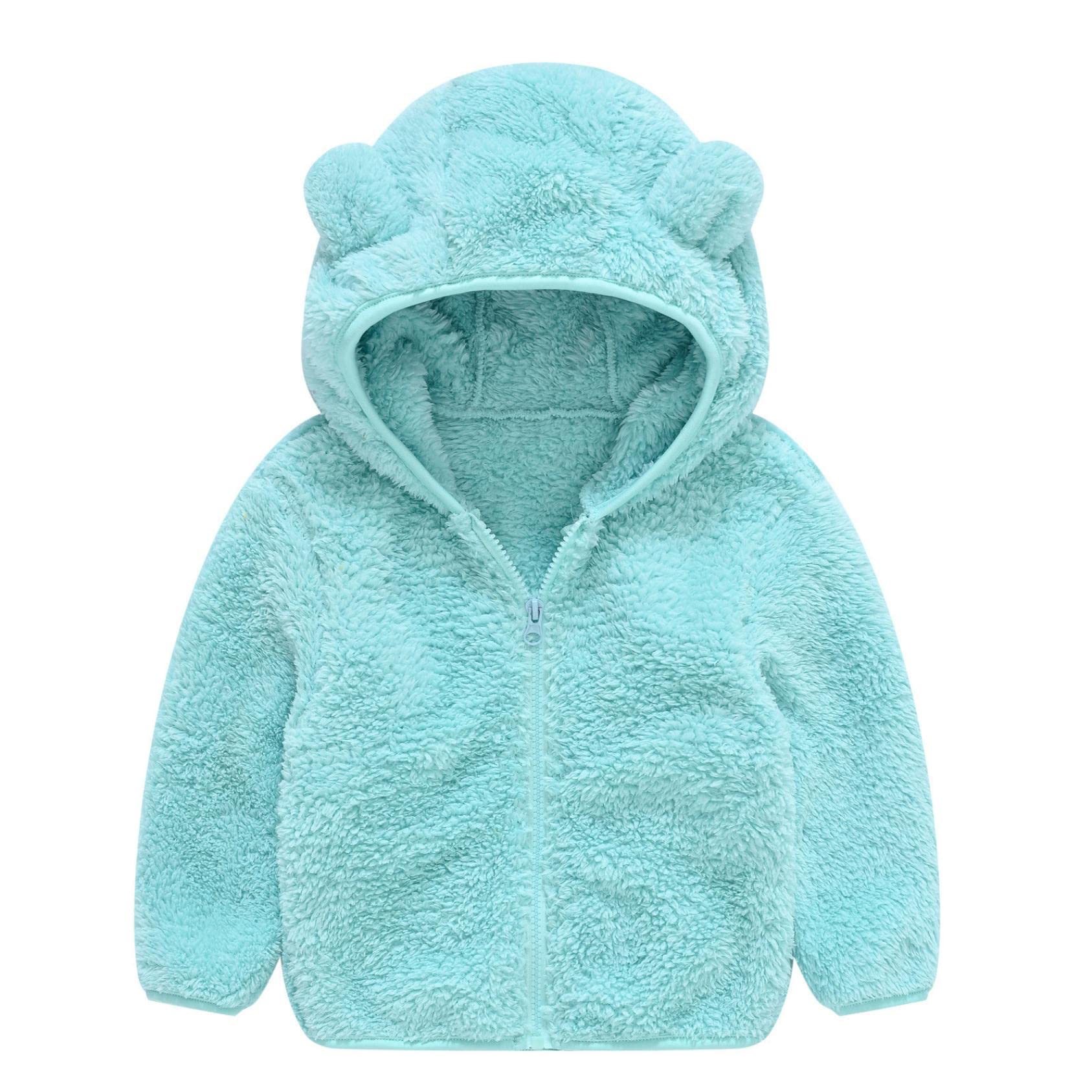 Adorable Baby Boys & Girls Fleece Hooded Jacket with Bear Ears - Warm Winter Snowsuit Zip-Up Jumpsuit Romper for Toddlers | Perfect for Outdoor Play, Snow Days & Cozy Winter Adventures