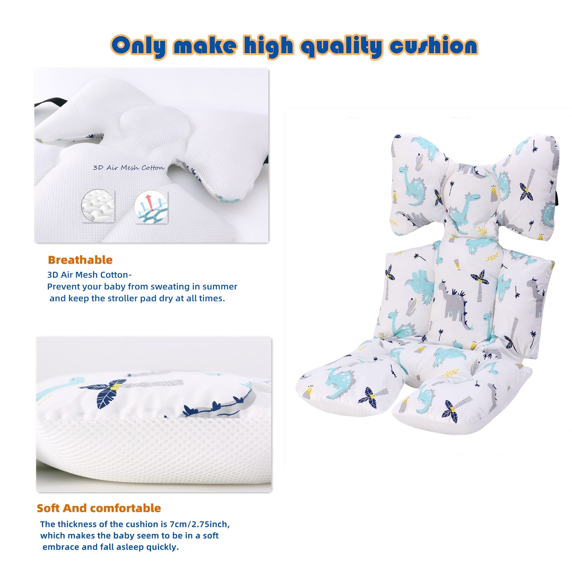 Soft & Breathable 3D Air Mesh Baby Stroller Seat Pad Liner - Universal Cushion for Infant Carriers & Strollers (Whale Design) | Perfect for Daily Walks, Shopping & Travel