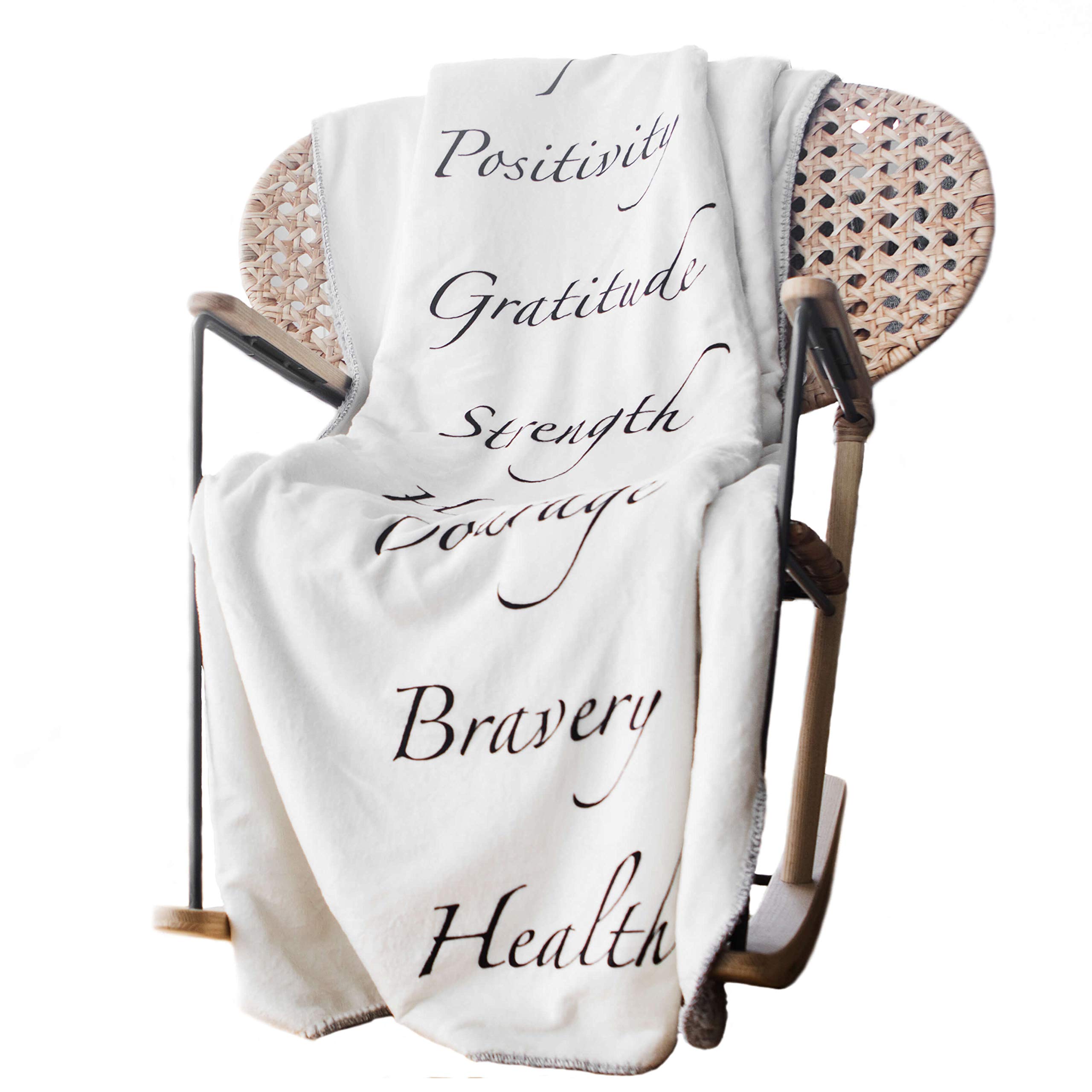 Inspirational Healing Blanket - Super Soft Throw Blanket with Love Hope Happiness Health Message - Perfect Recovery Gift for Cancer Patients Men & Women - Cozy Blue Blanket for Comfort, Chemotherapy, Hospital Stay & Home Relaxation