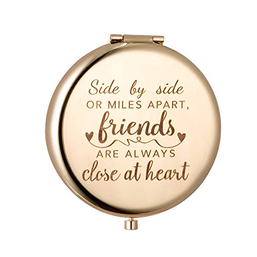 Best Friend Gifts - Engraved Compact Vanity Mirror with Inspirational Quote 