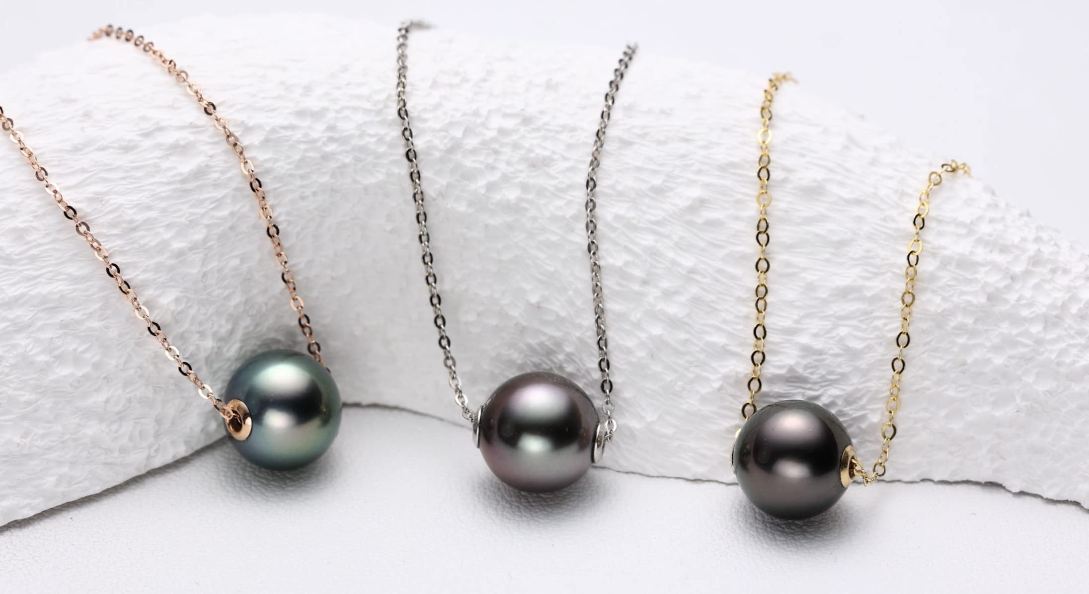 18K Gold Floating Tahitian Black Pearl Pendant Necklace - Solid Gold or Gold Plated Sterling Silver Chain - Elegant Jewelry Gift for Women, Wife, Mom, Daughter - Perfect for Birthday, Anniversary & Special Occasions