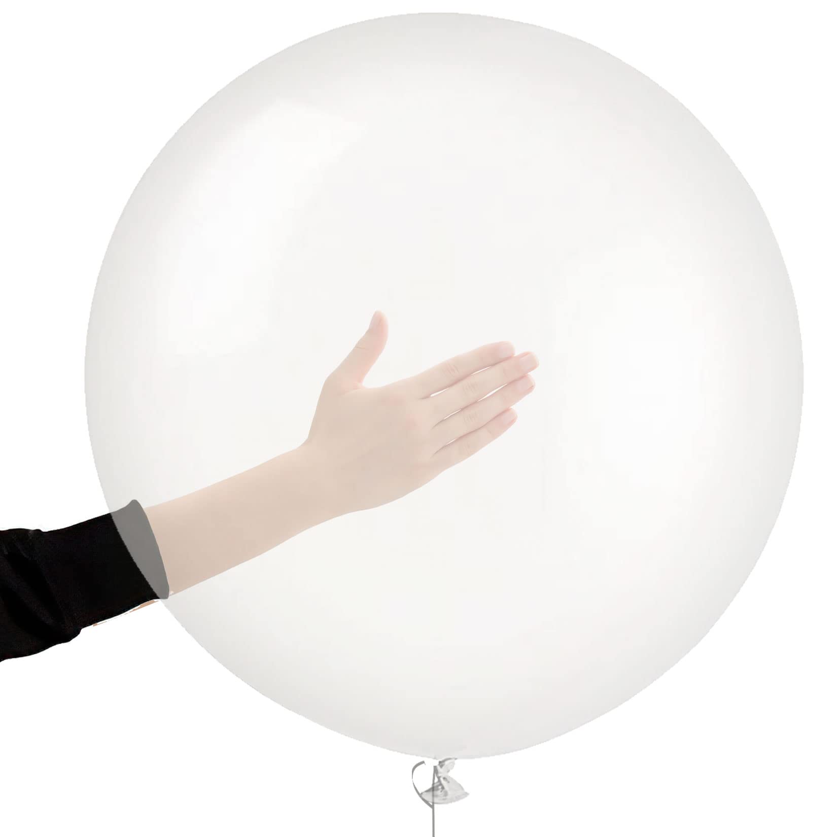 24 Inch Clear Latex Balloons for Stuffing - 5 Pack Jumbo Translucent Balloons for Helium, Strong & Durable - Perfect for Wedding Decorations, Baby Showers, Birthday Parties & Event Decor