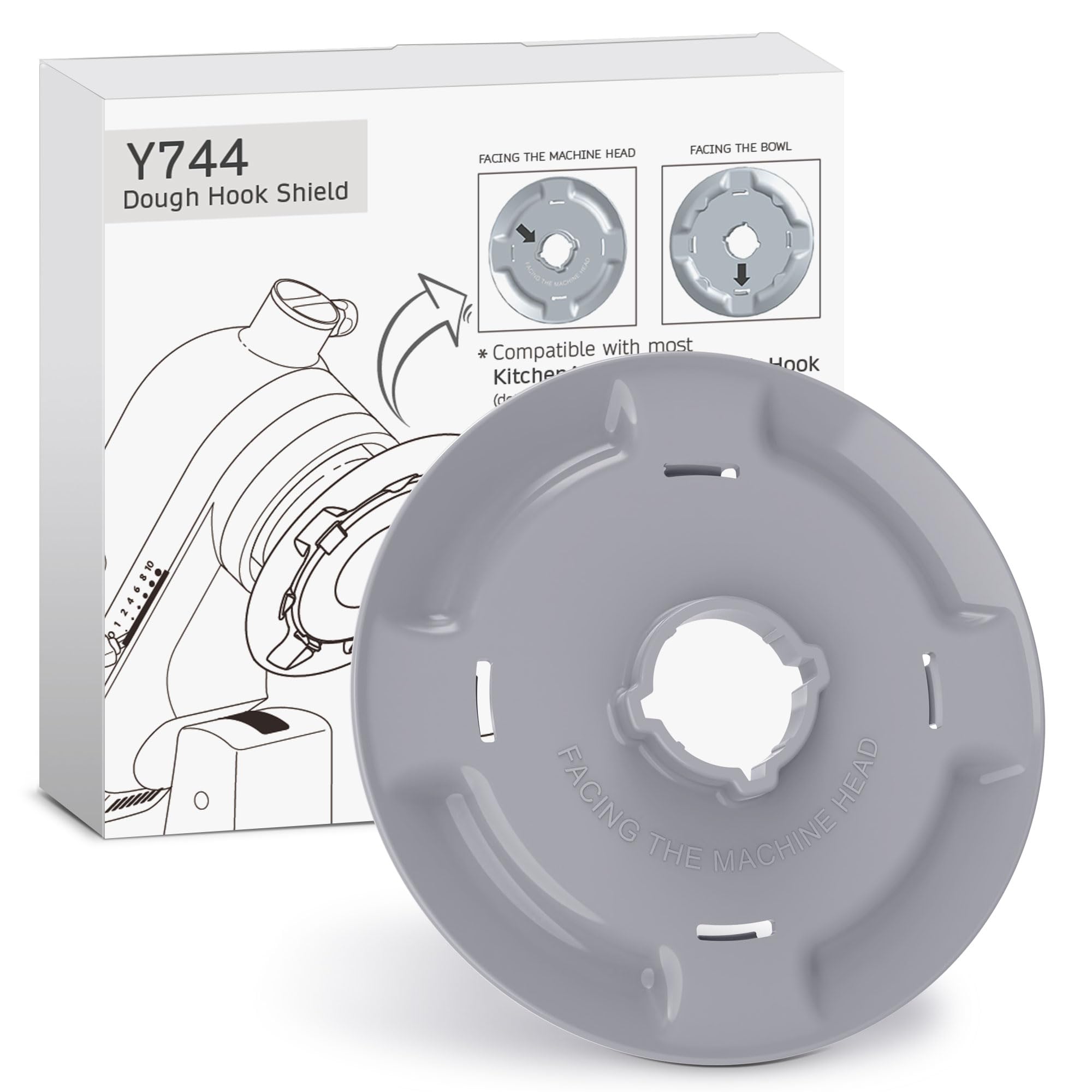 YISH Dough Hook Shield Attachment - Compatible with KitchenAid C-Shape Dough Hooks, Prevents Dough Climbing & Clogging - Replacement Part for Bread Mixing - Perfect for Home Bakers & Commercial Kitchens