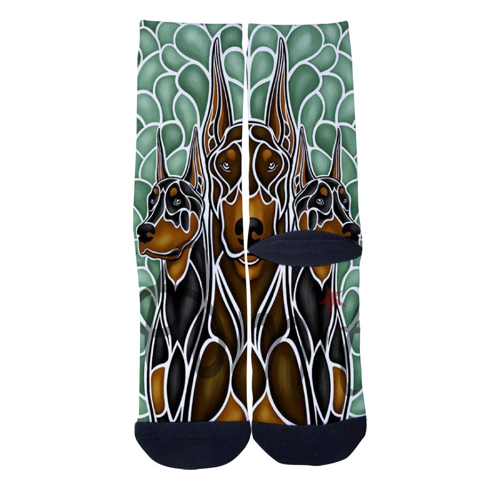 Custom Doberman Pinscher Socks for Men & Women - Fun Crazy Dog Lover Crew Socks - Perfect for Pet Owners, Dog Walking & Gifts
