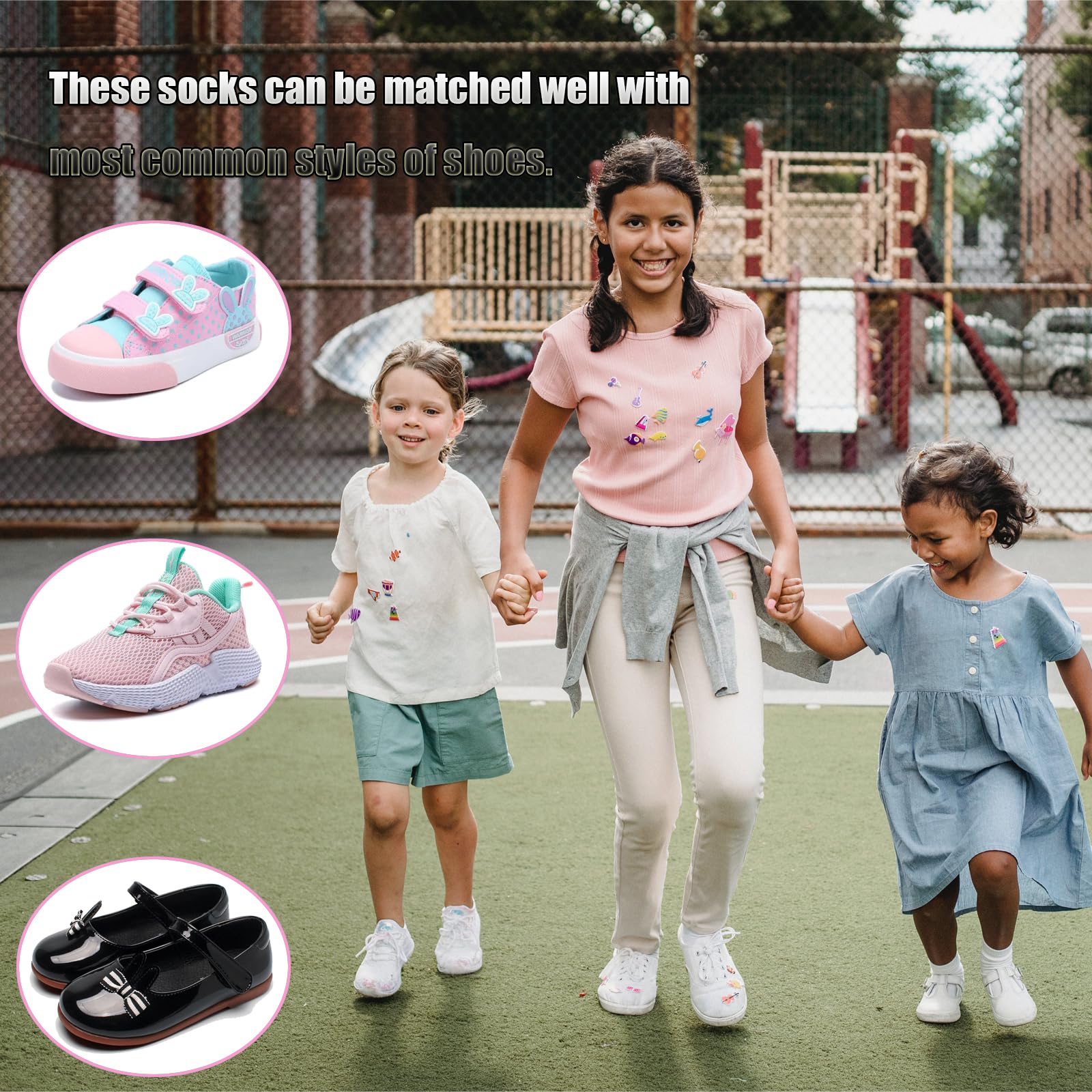 Bemeol 12 Pairs Girls Ankle Socks - Cotton Athletic Sports Socks for Kids - Low Cut Comfortable Socks for School, Running, and Daily Wear