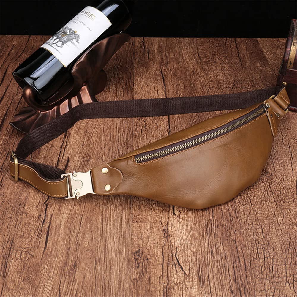 Retro Men's Waist Bag - Waterproof Crossbody Chest Bag for Outdoor Sports, Hiking & Travel - Mobile Phone Pouch with Adjustable Strap (11x33x25cm) - Perfect for Gym, Cycling & Daily Commute