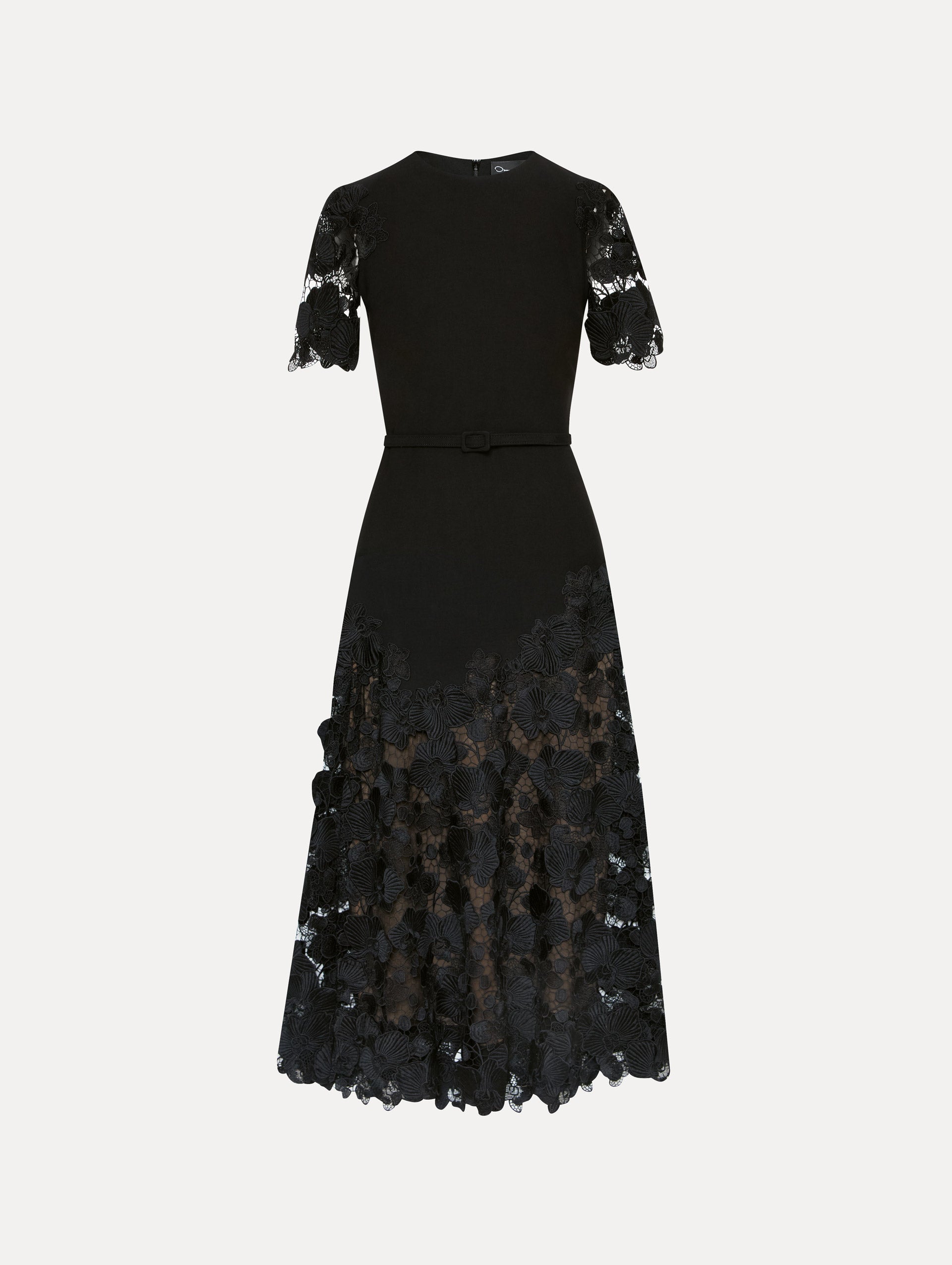 Elegant Orchid Guipure Lace Inset Dress for Women - Floral Embroidered Formal Evening Gown - Perfect for Weddings, Prom, Cocktail Parties & Special Occasions