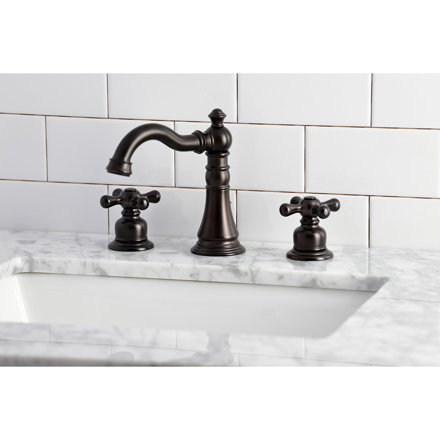American Classic FSC1975AX Oil Rubbed Bronze Widespread Bathroom Faucet - 2 Handle 3 Hole Deck Mount with Pop Up Drain - Perfect for Modern Bathroom Renovations and Home Upgrades