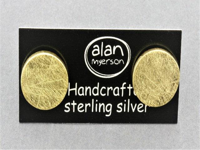 22Kt Gold Over Sterling Silver Scratched Disc Stud Earrings - Perfect for Parties, Weddings & Everyday Wear