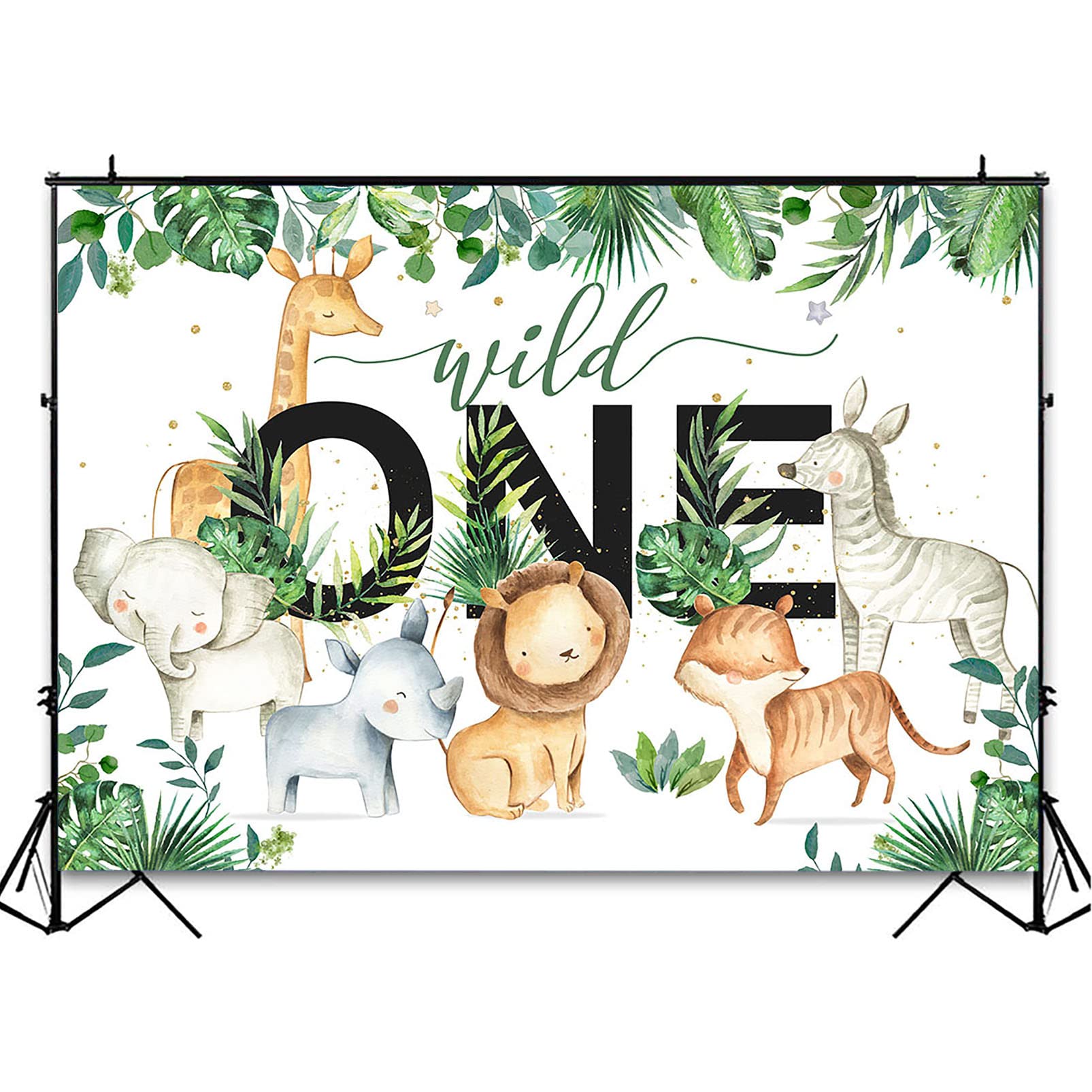 Avezano Wild One Safari Backdrop for Boys 1st Birthday Party Decorations - Jungle Animals Theme Photography Background for Photoshoot (7x5ft Green) - Perfect for Baby Showers, First Birthday Photos, and Jungle-Themed Events