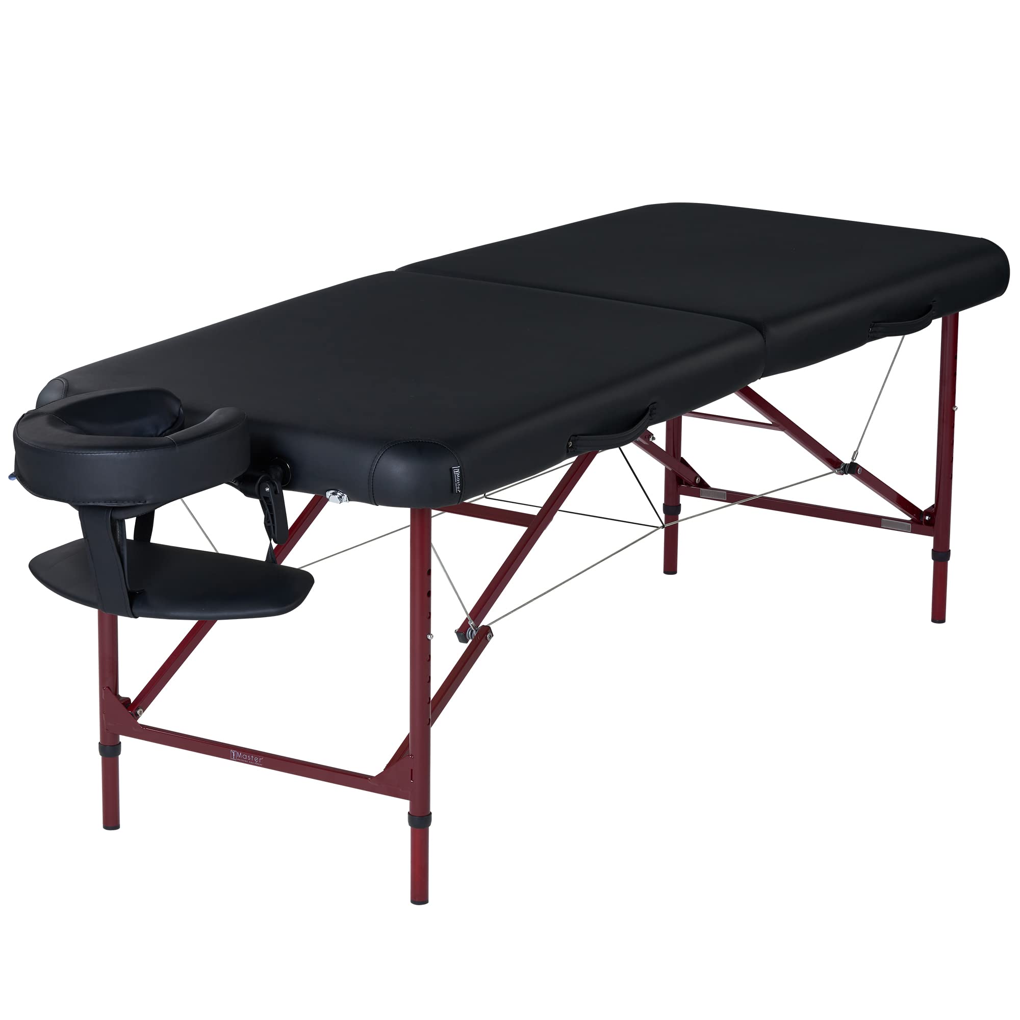 Master Massage Zephyr Lightweight Portable Massage Table - Professional Spa Bed & Tattoo Table for Home & Salon Use (Black, Maroon) - Perfect for Massage Therapy, Tattoo Sessions & Relaxation