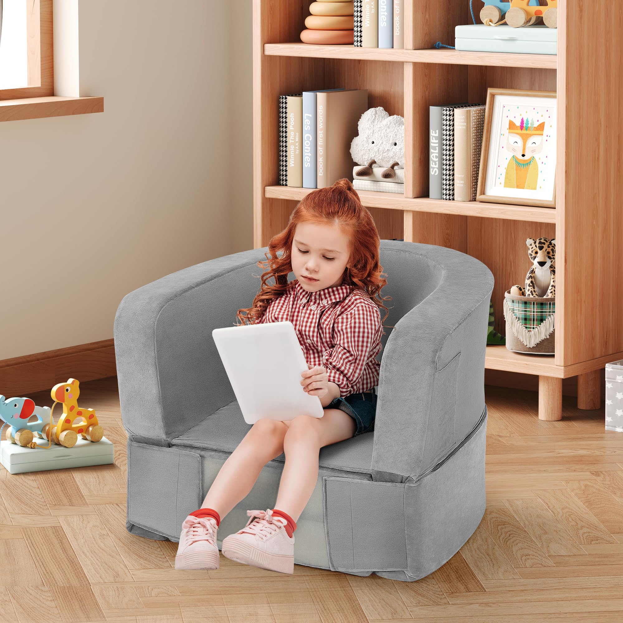 Portable Toddler Travel Bed - Foldable 2-in-1 Kids Sofa Chair & Convertible Couch to Bed with Carry Bag | Perfect for Camping, Airplane Travel & Sleepovers