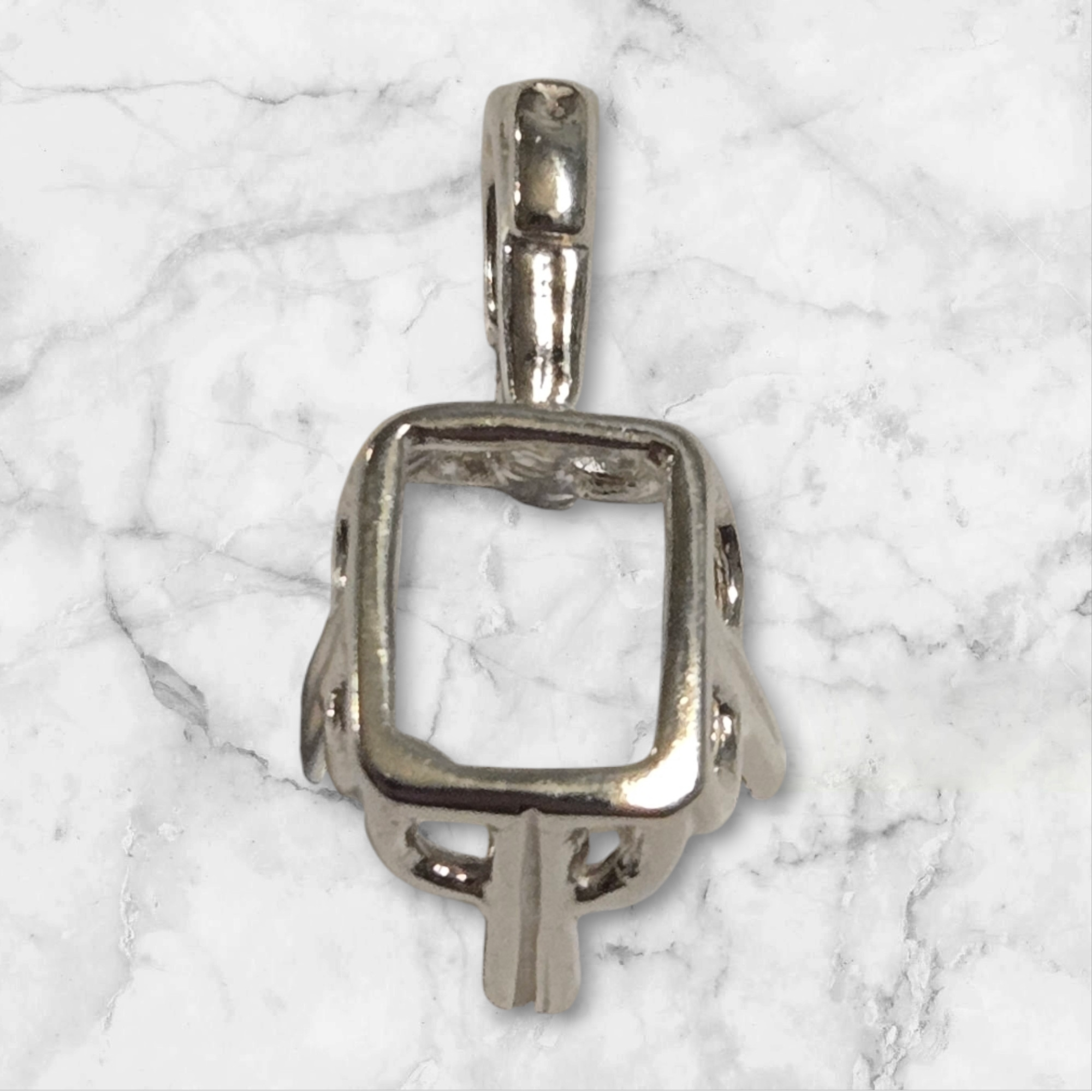 10x8mm & 20x15mm Emerald Cut Pendant Setting - Solid Sterling Silver or 14K Gold (Yellow/White) - Handcrafted in USA - Perfect for Engagement Rings, Anniversary Gifts & Jewelry Making