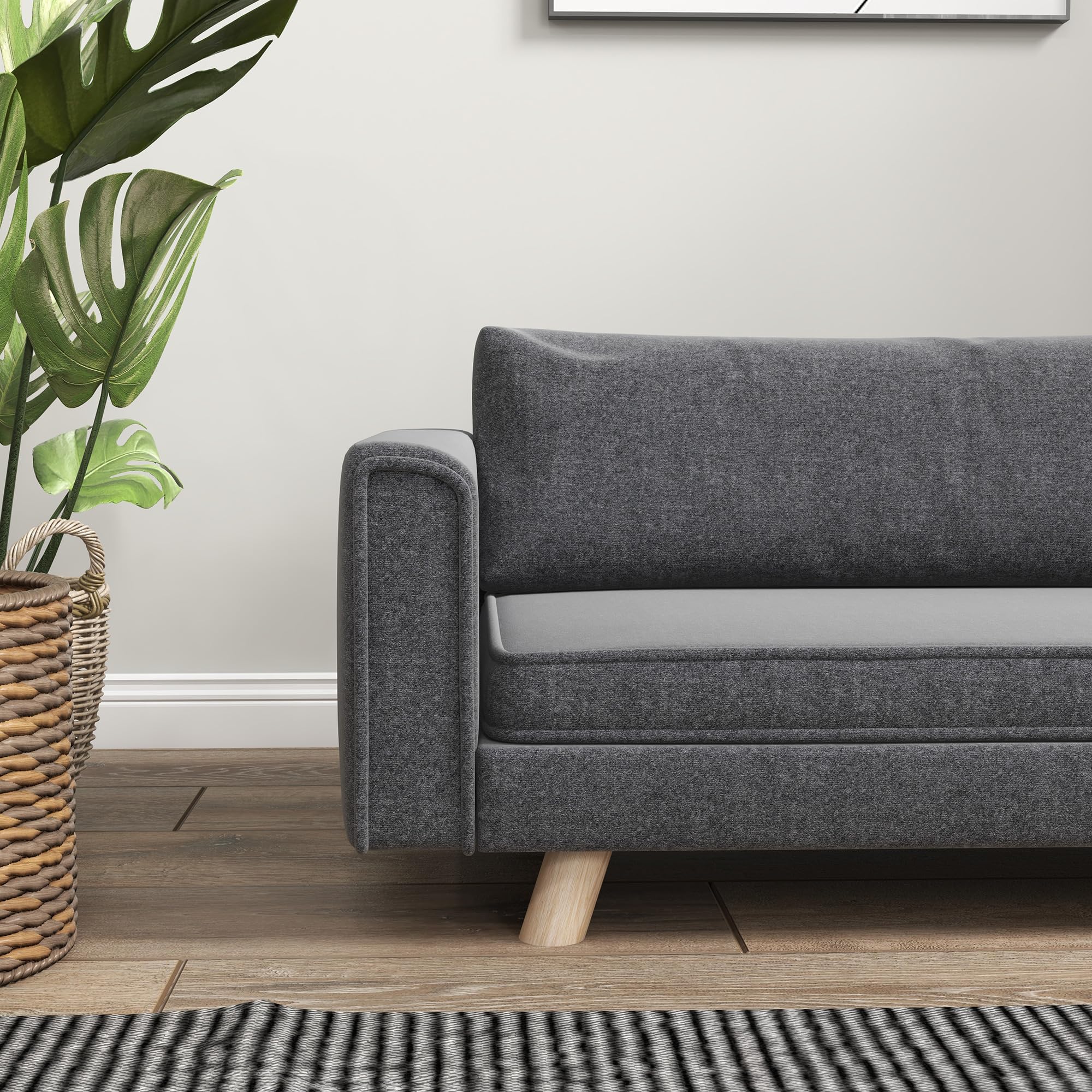 PawHut Elevated Dog Sofa Bed with Removable Cushions - Anti-Slip Pet Furniture for Small & Medium Dogs - Gray - Perfect for Living Room, Bedroom & Pet-Friendly Spaces