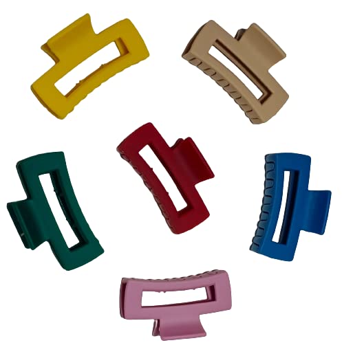 9SR SELECTION Matte Lightweight Hair Claw Clips for Women & Girls - 6 Pack Multicolor Hair Clips for Ponytail, Bun & Updo Hairstyles - Non-Slip Grip Hair Accessories for Daily Use, Work & Special Occasions