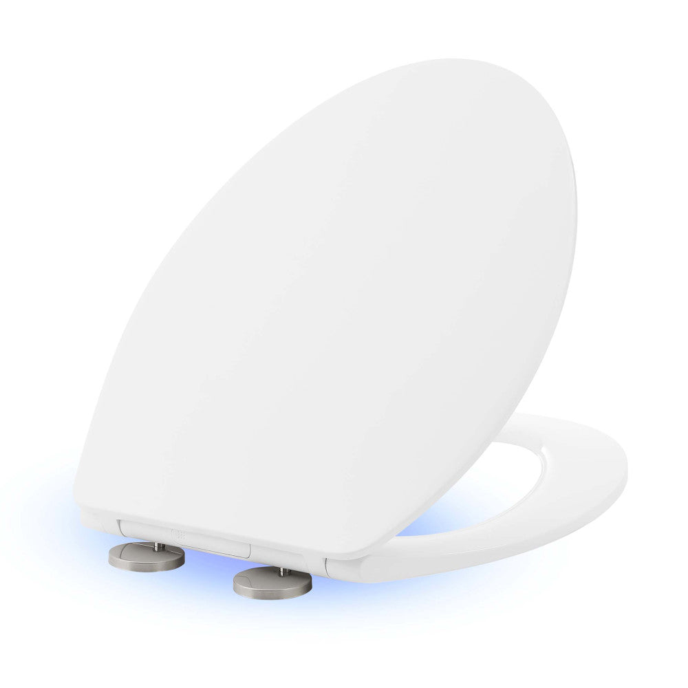 Lumiere Elongated Quick Release Toilet Seat with Soft Glow Night Light - Easy Installation, Hygienic & Comfortable Bathroom Upgrade for Home, RV, and Elderly Safety