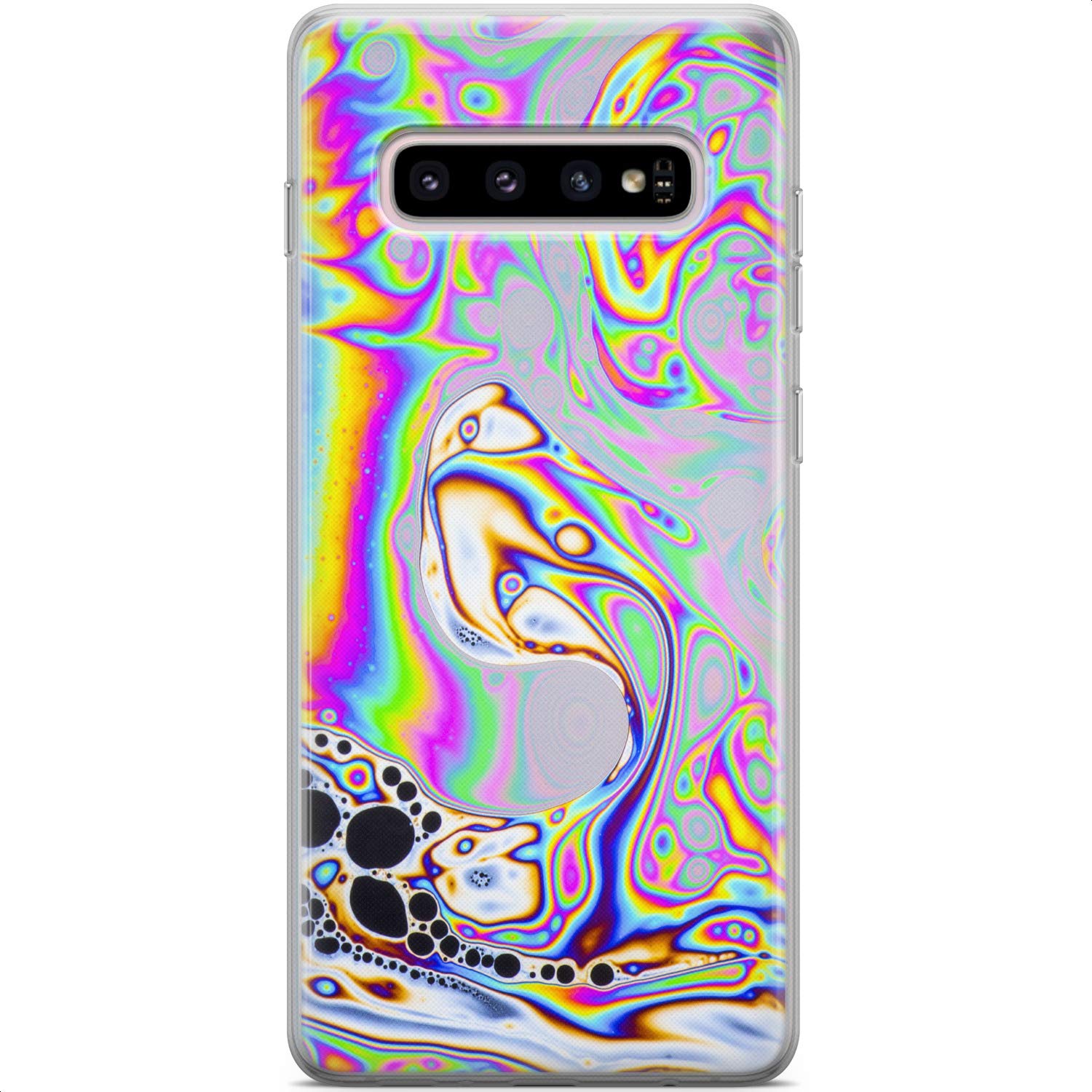 Rainbow Trippy Psychedelic Art Silicone TPU Phone Case for Samsung Galaxy S24/S23 Ultra/S22 5G Plus/S21 FE/S20/S10 - Lightweight Slim Protective Cover for Everyday Use & Fashion Statement