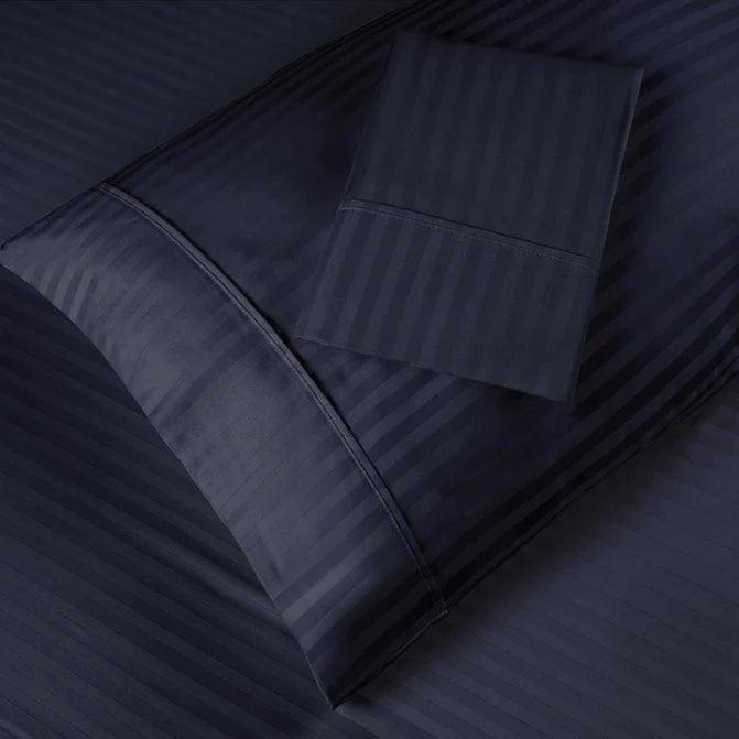 Premium Egyptian Cotton 300 Thread Count Pillowcase Set - 2 Piece Striped Bedding for Luxury Hotels & Home Decor | Soft Breathable Pillow Covers for Ultimate Comfort