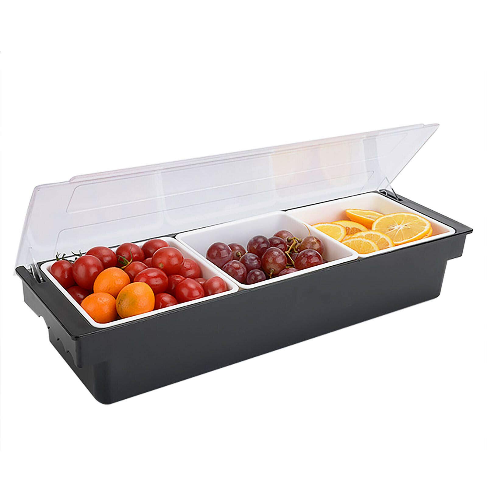 LOYALHEARTDY 2-Pack Clear Food Storage Containers Set with 3 Detachable Small Containers & Lids - Refrigerator Organizer Bins for Fruits, Vegetables, Meal Prep - Reusable, Stackable with Ice Storage Layer - Perfect for Kitchen, Pantry & Fridge Organization