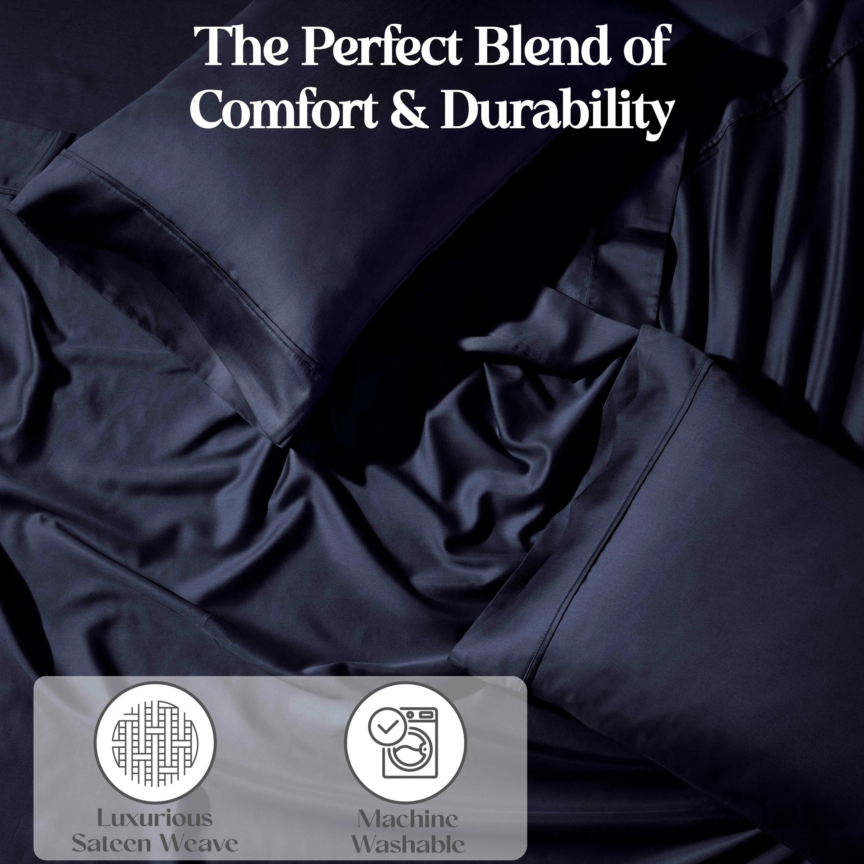 1200 Thread Count Cotton Rich Solid Deep Pocket Bed Sheet Set - Ultra Soft Luxury Sheets for Queen & King Size Beds - Perfect for Home, Hotel & Guest Room Comfort