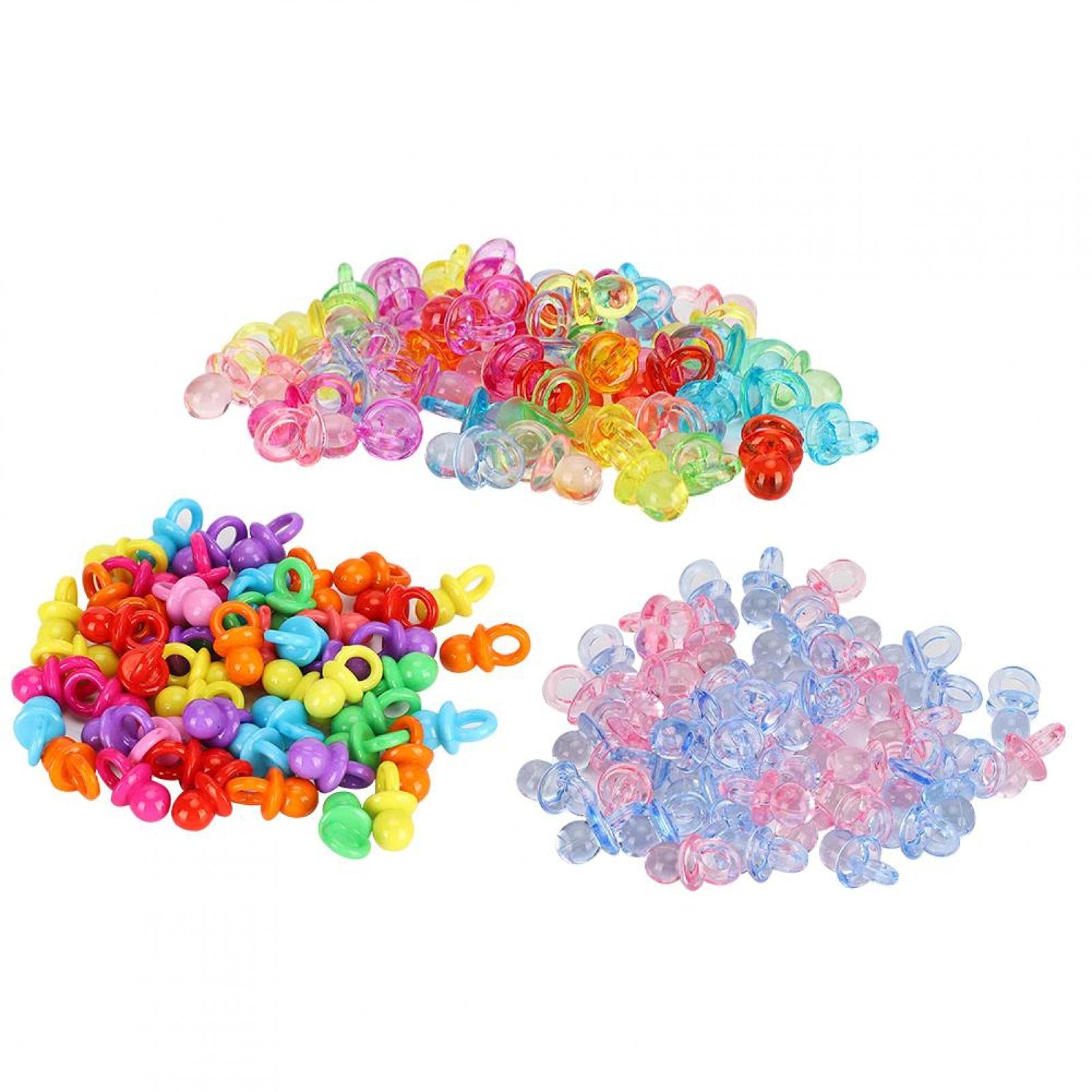 100Pcs Acrylic Pacifier Clips - Baby Shower Favors, Birthday Party Decorations, Baptism Gifts & Soothing Mini Pacifier Toys (Transparent + Blue) - Perfect for Newborn Essentials, Baby Registry & Nursery Decor