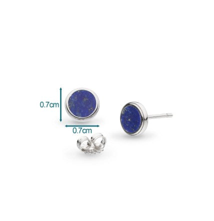Eclipse Equinox Lapis Stud Earrings - Genuine Lapis Lazuli Gemstone Earrings for Women, Minimalist Blue Stone Studs for Everyday Wear - Perfect for Gifts, Parties & Office Elegance
