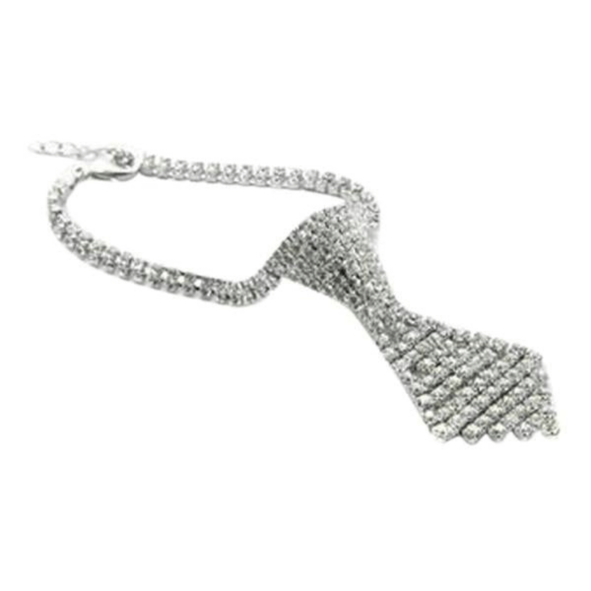 Sparkling Rhinestone Dog Tie Necklace - Elegant Pet Fashion Accessory for Parties & Special Occasions