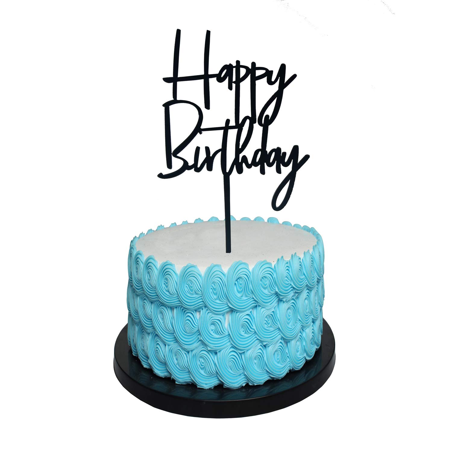 Happy Birthday Cake Topper - Black Birthday Party Decoration for Cakes, Cupcakes & Desserts | Perfect for Birthday Celebrations, Anniversaries & Special Events