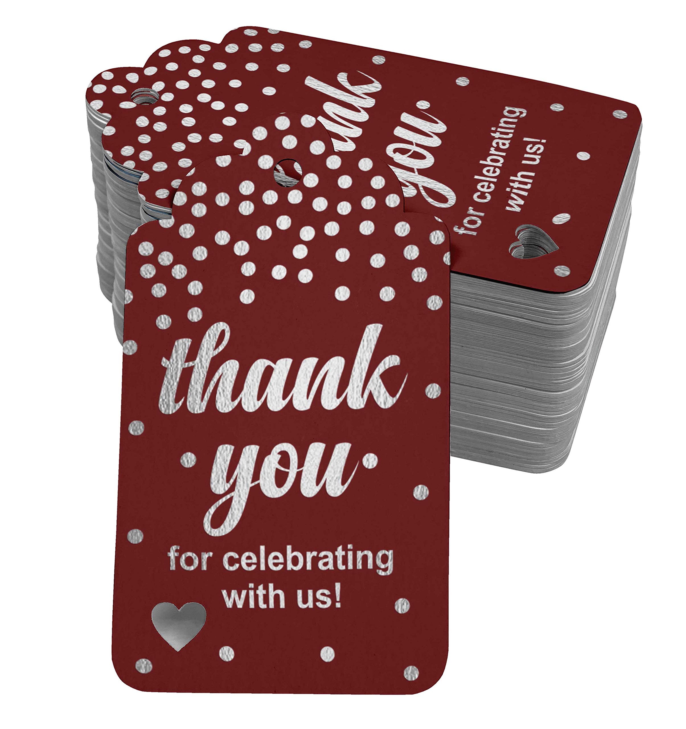50 Pack Elegant Silver Foil Thank You Gift Tags for Bridal Showers, Baby Showers, Weddings, Birthdays & Retirement Parties - Perfect for DIY Favors, Decorations & Handmade Crafts