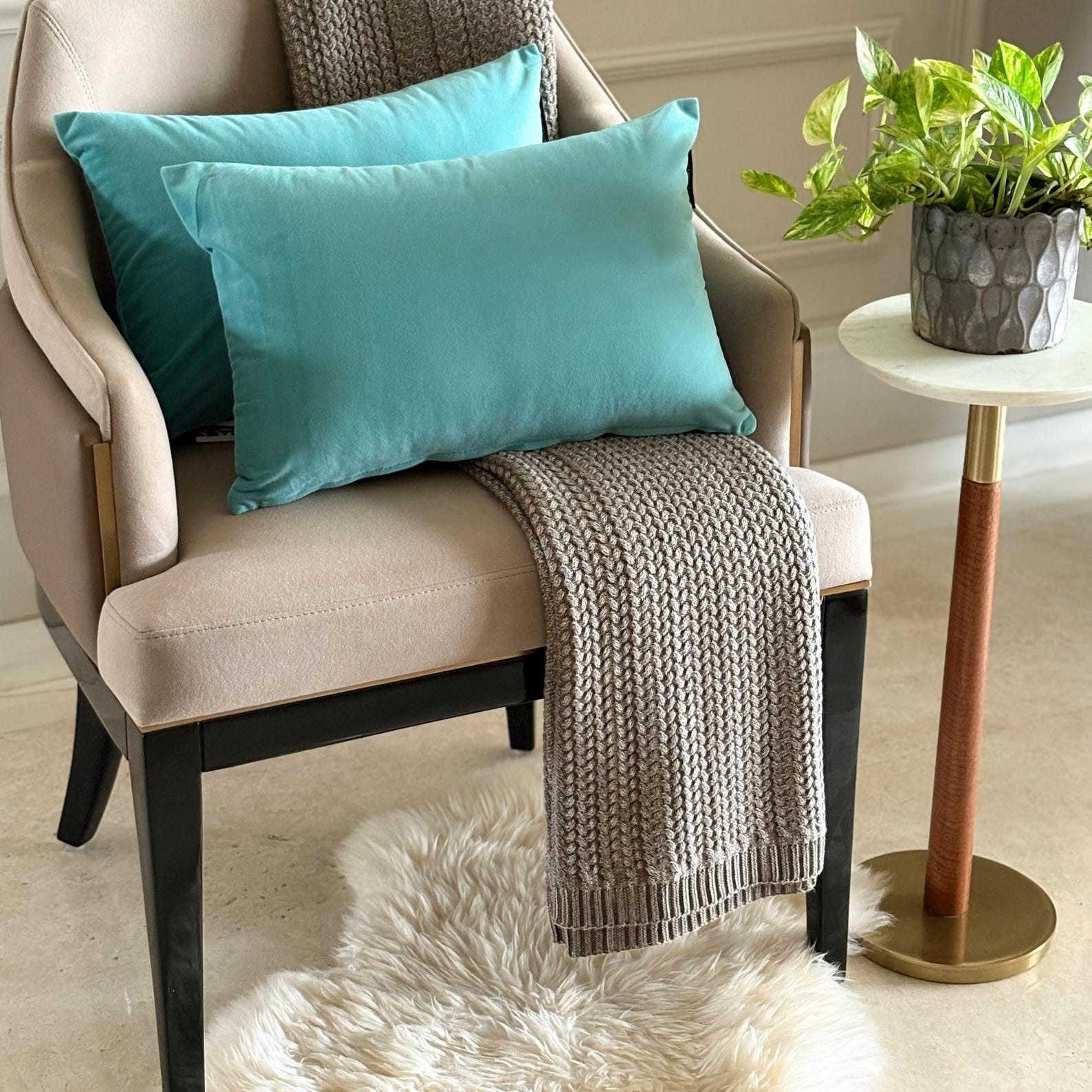 Aqua Blue Velvet Lumbar Pillow Covers Set of 2 - Soft Decorative Throw Pillow Cases for Sofa, Bed, Couch - Luxury Home Decor Accent Pillows for Living Room, Bedroom