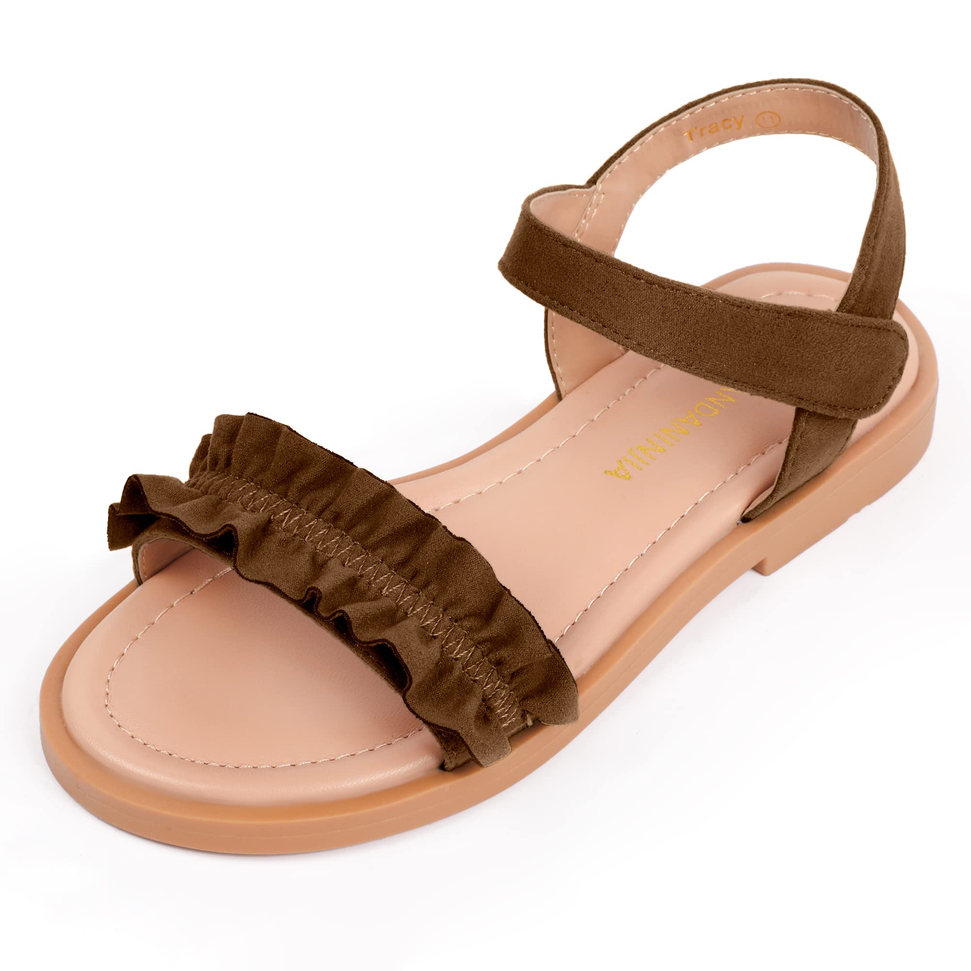 PANDANINJIA Rita Girls Summer Sandals - Open Toe Flat Dress Shoes for Toddler, Little & Big Kids | Comfortable & Stylish for Beach, Party & Everyday Wear