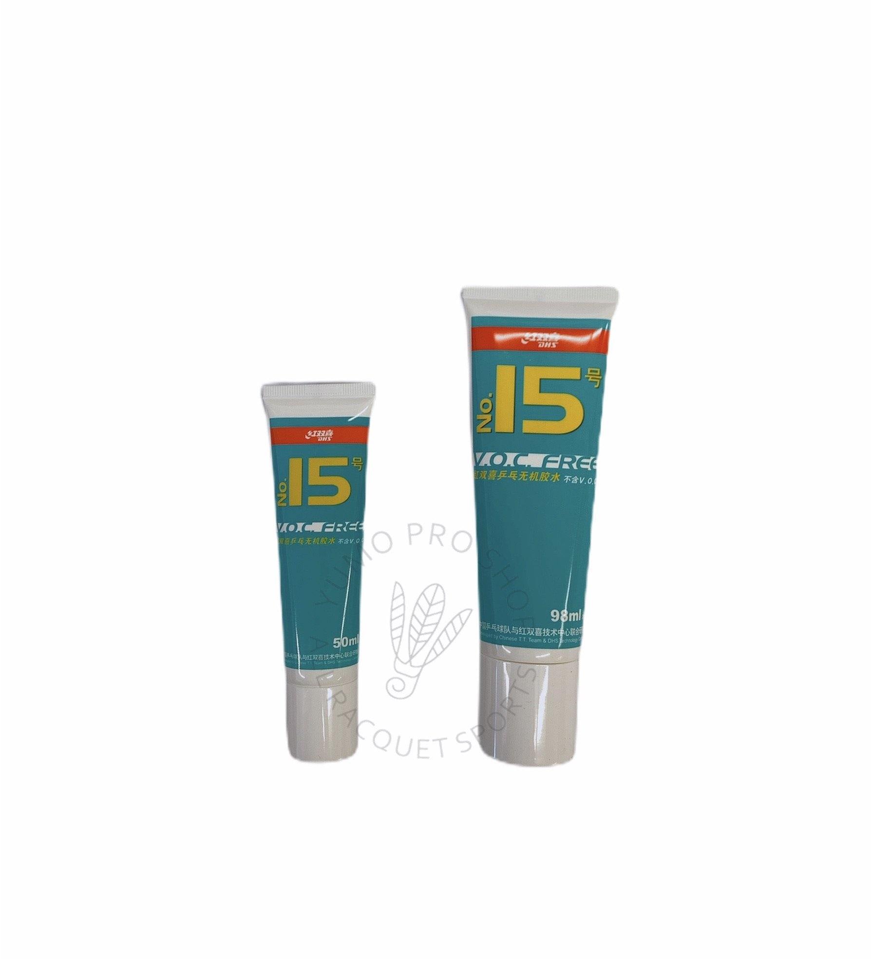 Premium DHS No.15 Table Tennis Racket Glue - VOC Free, High Performance Ping Pong Rubber Adhesive for Professional & Recreational Players - Perfect for Tournament Play & Training Sessions